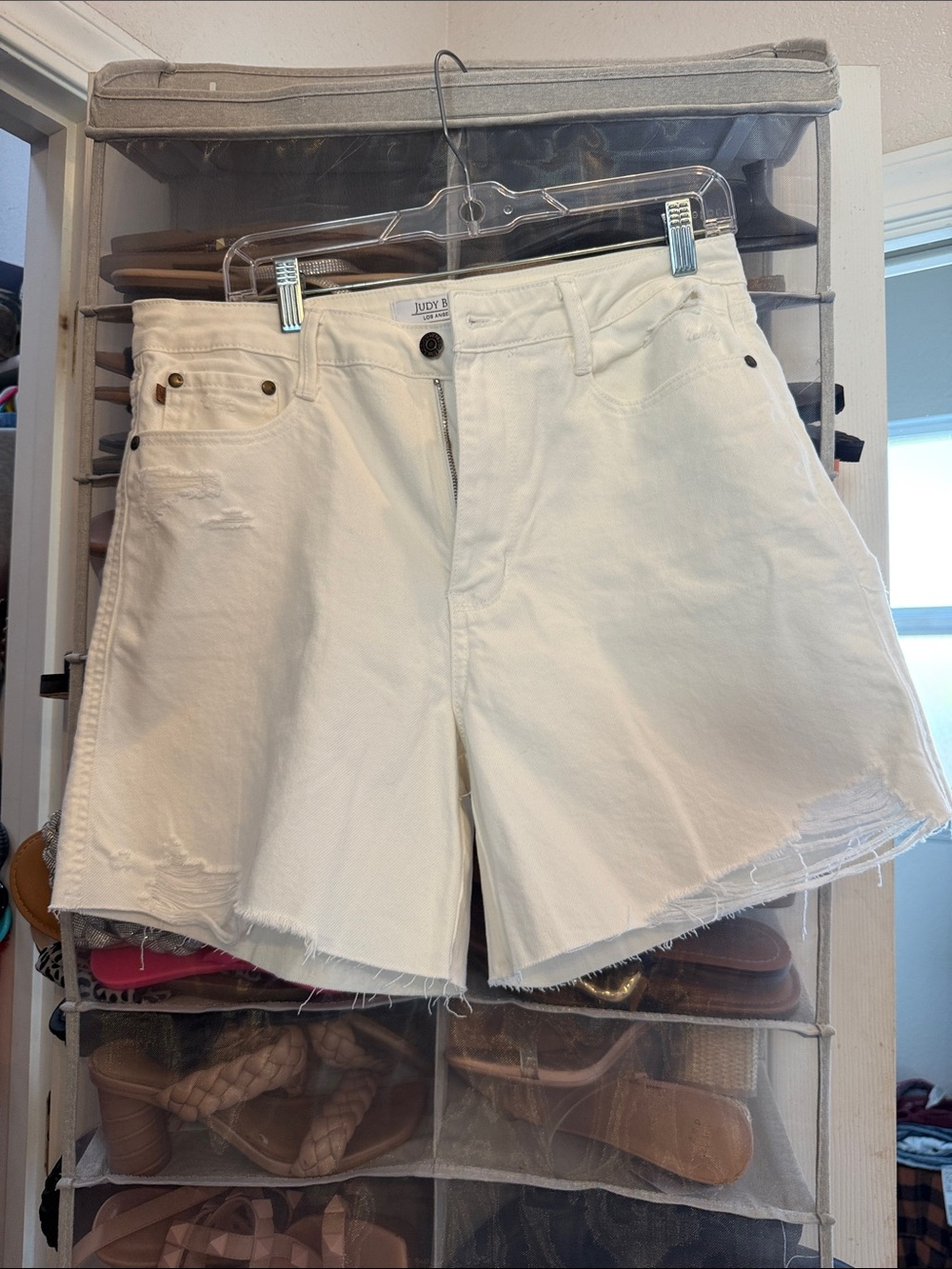 Judy Blue White Distressed High-Rise Denim Shorts